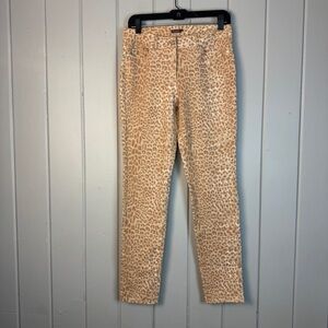 NWOT J. McLaughlin Lexi Leopard Print Jeans Skinny Tapered Tan Safari Woman sz 6